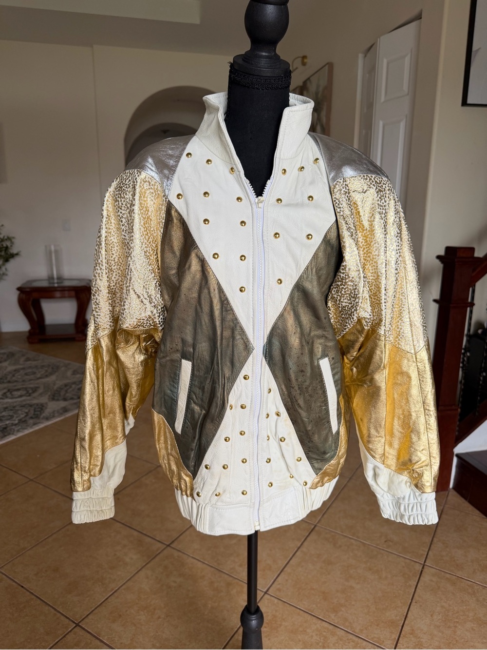 1980s Vintage Julian K Leather Studded
Bomber Jacket
